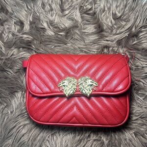 Zara Red Quilted Lion Emblem Women's Bag